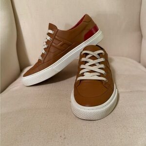 Hermes brown leather trainers